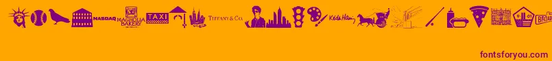 New York , New York 1 Font – Purple Fonts on Orange Background