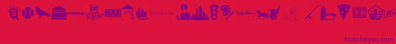 New York , New York 1 Font – Purple Fonts on Red Background