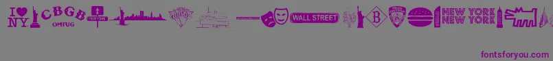 New York , New York 2 Font – Purple Fonts on Gray Background