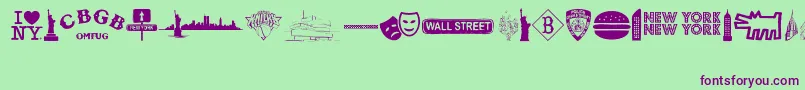 New York , New York 2 Font – Purple Fonts on Green Background