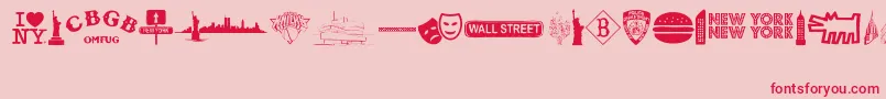 New York , New York 2 Font – Red Fonts on Pink Background