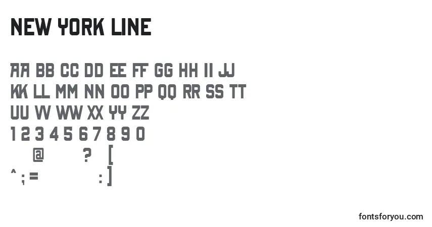 Шрифт New York Line – алфавит, цифры, специальные символы
