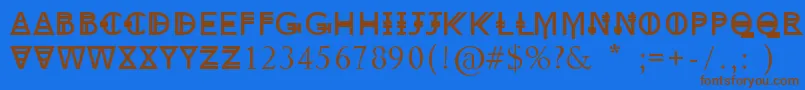 フォントNew York – 茶色の文字が青い背景にあります。