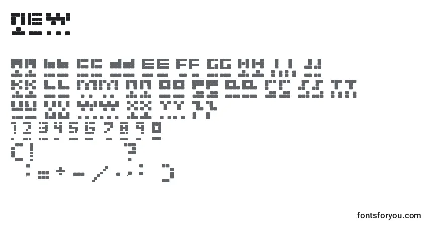 A fonte NEW (135527) – alfabeto, números, caracteres especiais