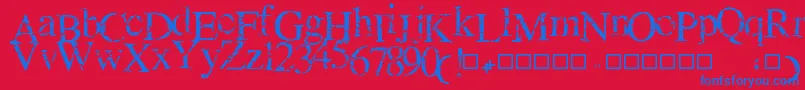 フォントNEWCRACK – 赤い背景に青い文字