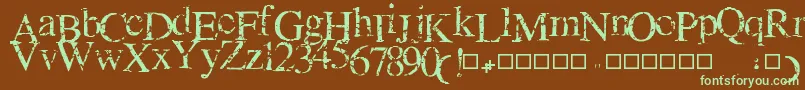 フォントNEWCRACK – 緑色の文字が茶色の背景にあります。