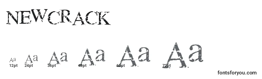 Размеры шрифта NEWCRACK