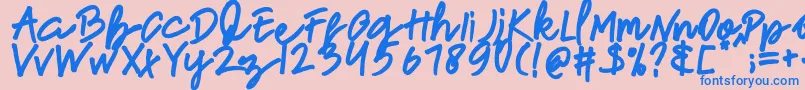 newfrench Font – Blue Fonts on Pink Background