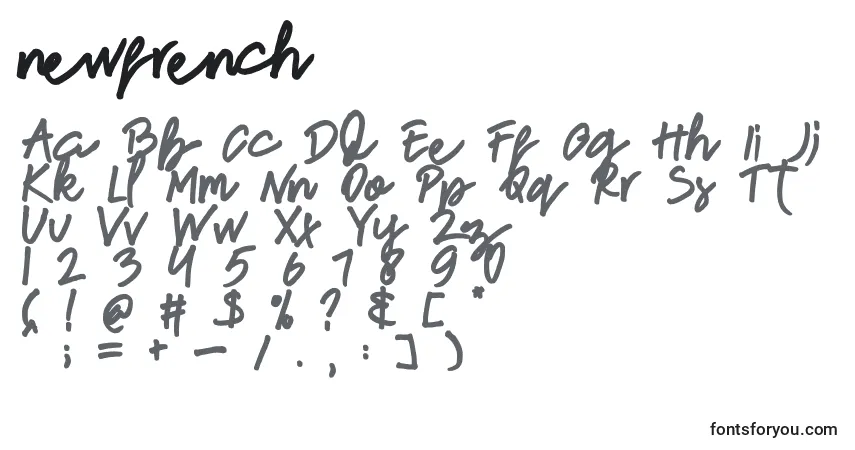 A fonte Newfrench (135533) – alfabeto, números, caracteres especiais