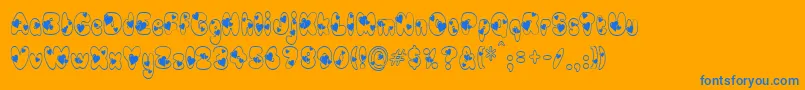 Newlywed-Schriftart – Blaue Schriften auf orangefarbenem Hintergrund