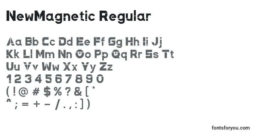 Шрифт NewMagnetic Regular – алфавит, цифры, специальные символы