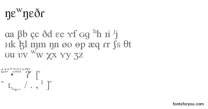 A fonte NEWNEDR – alfabeto, números, caracteres especiais