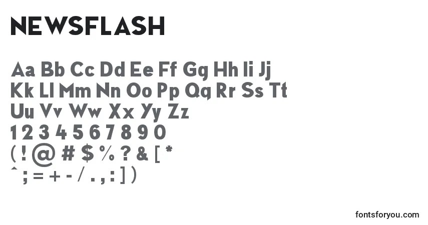 Schriftart NEWSFLASH (135538) – Alphabet, Zahlen, spezielle Symbole
