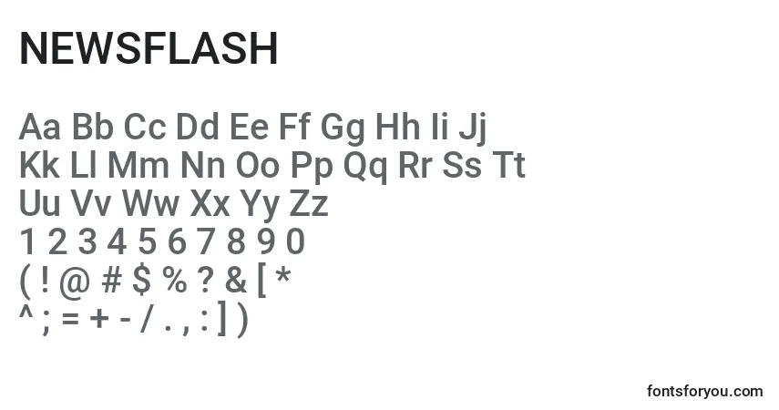 Schriftart NEWSFLASH (135539) – Alphabet, Zahlen, spezielle Symbole