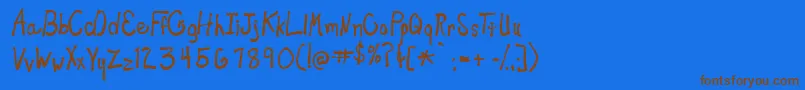 フォントNEWTOY   – 茶色の文字が青い背景にあります。