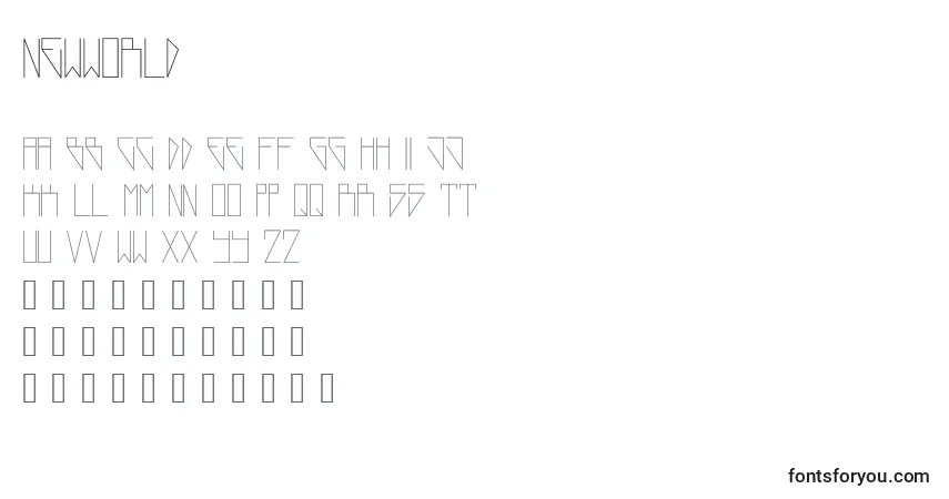 Schriftart NewWorld – Alphabet, Zahlen, spezielle Symbole