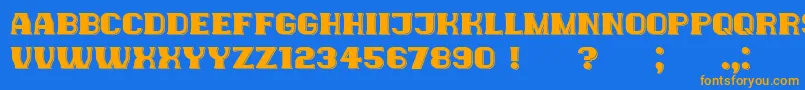 NewYorkers-Schriftart – Orangefarbene Schriften auf blauem Hintergrund