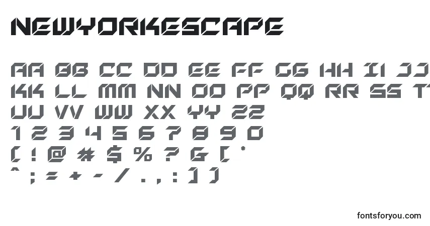 A fonte Newyorkescape (135545) – alfabeto, números, caracteres especiais
