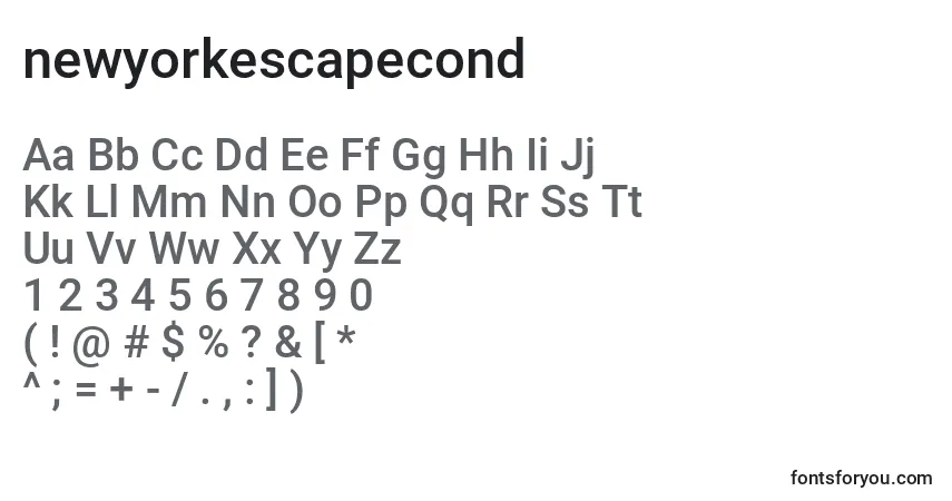 Czcionka Newyorkescapecond (135548) – alfabet, cyfry, specjalne znaki