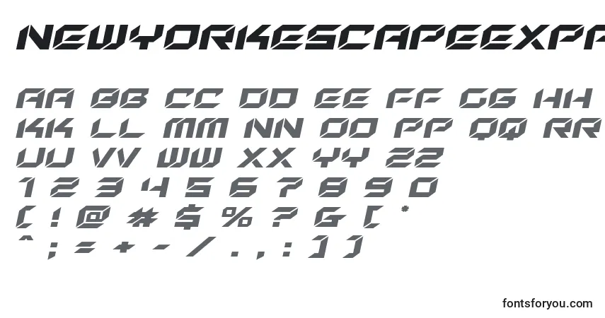 Шрифт Newyorkescapeexpandital (135551) – алфавит, цифры, специальные символы