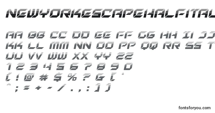 Newyorkescapehalfital (135555) font – alphabet, numbers, special characters
