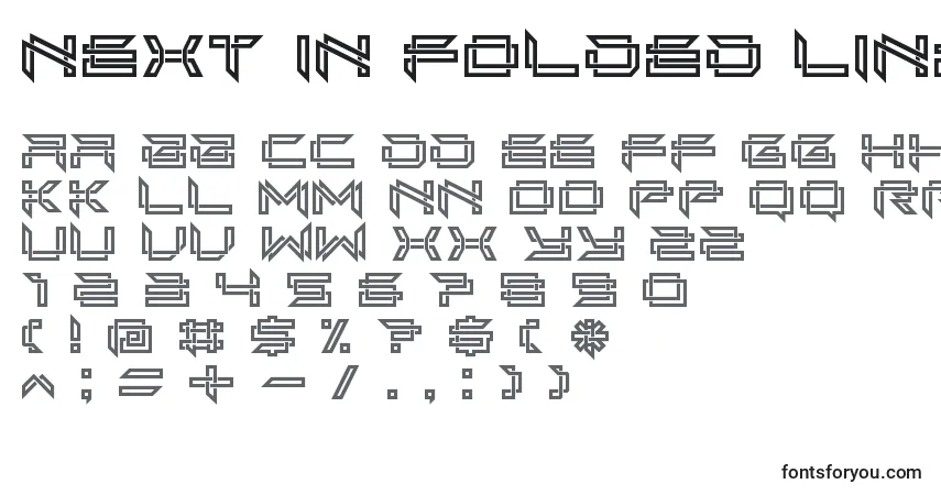 Schriftart Next in folded line – Alphabet, Zahlen, spezielle Symbole