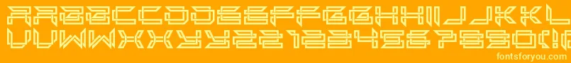 next in folded line-Schriftart – Gelbe Schriften auf orangefarbenem Hintergrund