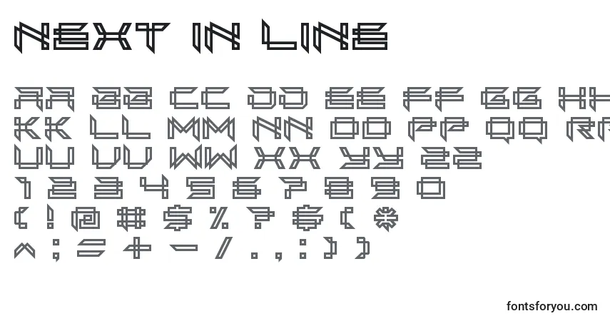 Fuente Next in line - alfabeto, números, caracteres especiales