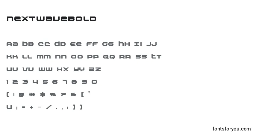 Шрифт Nextwavebold (135564) – алфавит, цифры, специальные символы