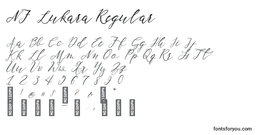 Czcionka NF Lukara Regular – alfabet, cyfry, specjalne znaki