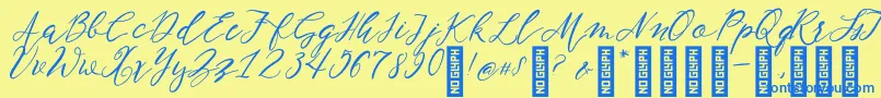 NF Lukara Regular Font – Blue Fonts on Yellow Background