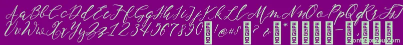 NF Lukara Regular Font – Green Fonts on Purple Background