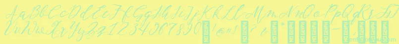 NF Lukara Regular Font – Green Fonts on Yellow Background