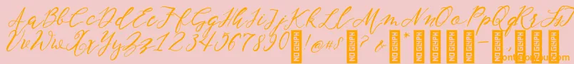 NF Lukara Regular-fontti – oranssit fontit vaaleanpunaisella taustalla