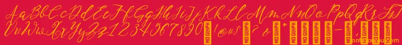 NF Lukara Regular-Schriftart – Orangefarbene Schriften auf rotem Hintergrund