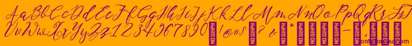 NF Lukara Regular-fontti – violetit fontit oranssilla taustalla