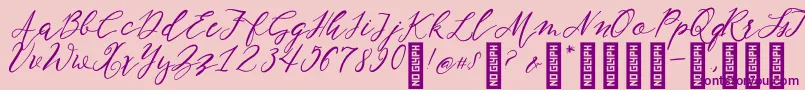 NF Lukara Regular-fontti – violetit fontit vaaleanpunaisella taustalla