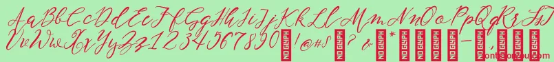 NF Lukara Regular-Schriftart – Rote Schriften auf grünem Hintergrund