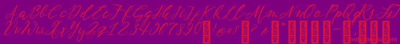 NF Lukara Regular Font – Red Fonts on Purple Background