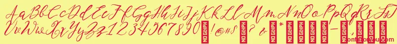 NF Lukara Regular Font – Red Fonts on Yellow Background