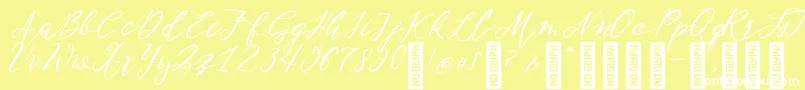 NF Lukara Regular-fontti – valkoiset fontit keltaisella taustalla
