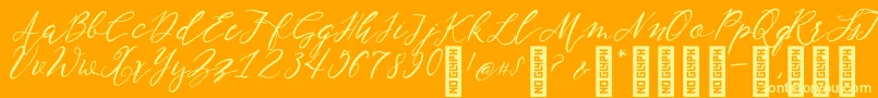 NF Lukara Regular-Schriftart – Gelbe Schriften auf orangefarbenem Hintergrund