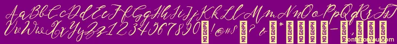 Шрифт NF Lukara Regular – жёлтые шрифты на фиолетовом фоне