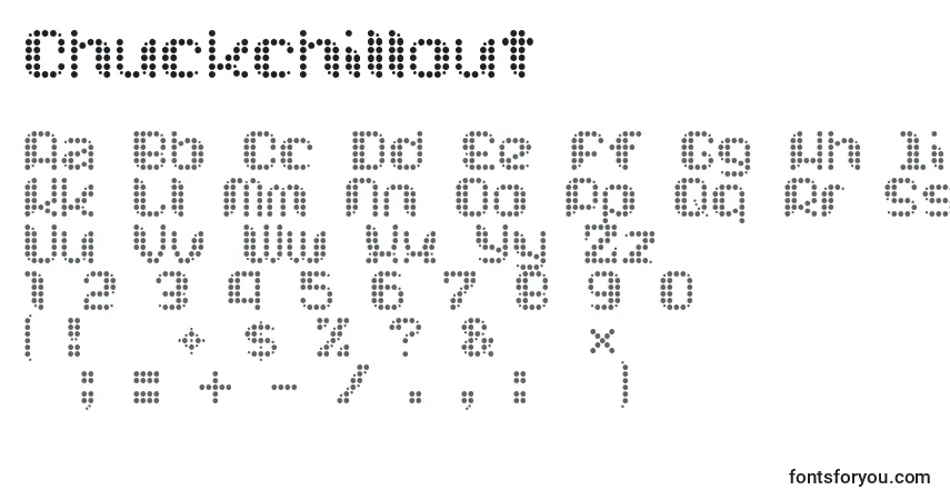 Schriftart Chuckchillout – Alphabet, Zahlen, spezielle Symbole