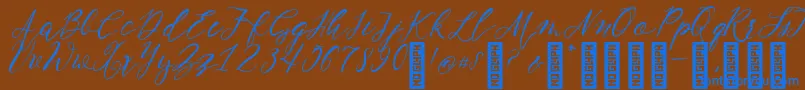 NF Lukara Regular Font – Blue Fonts on Brown Background