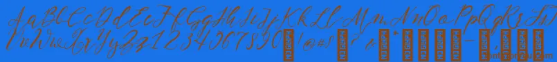 NF Lukara Regular-Schriftart – Braune Schriften auf blauem Hintergrund