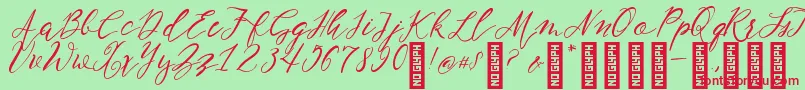 NF Lukara Regular Font – Red Fonts on Green Background