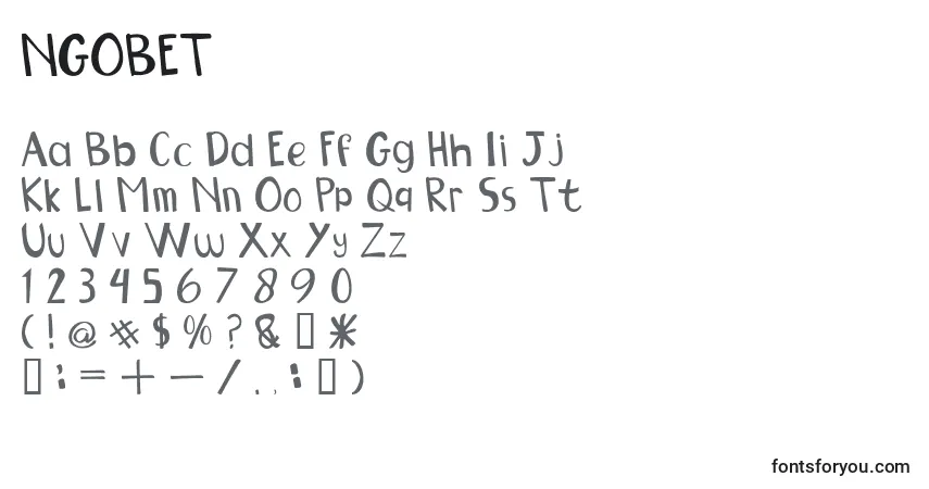 Schriftart NGOBET – Alphabet, Zahlen, spezielle Symbole
