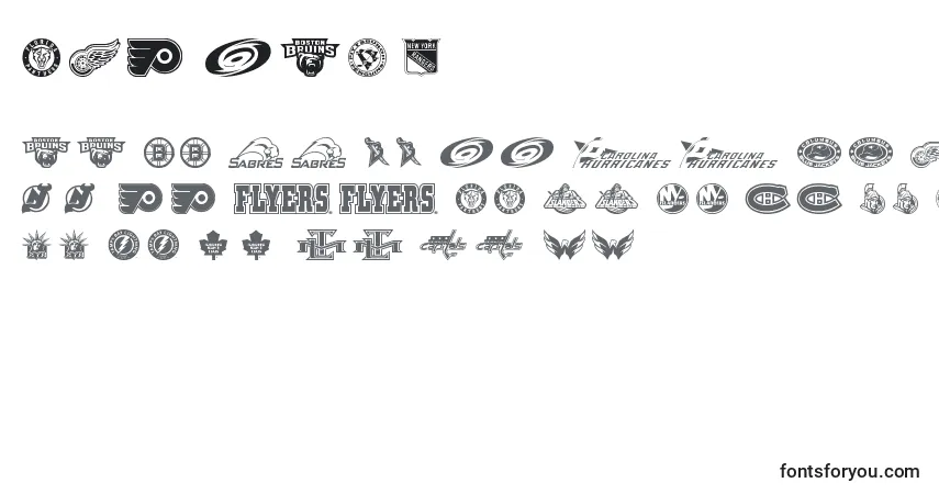 Schriftart NHL EAST – Alphabet, Zahlen, spezielle Symbole