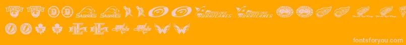 Saiba mais sobre a fonte NHL EAST Fonte NHL EAST – fontes rosa em um fundo laranja